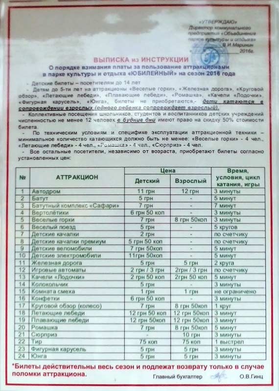В Краматорске парк “Юбилейный” открыл новый сезон. Цены на аттракционы