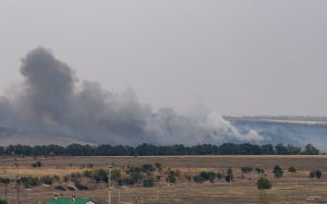 В Краматорске  возле белянских гор горит лес. Фото