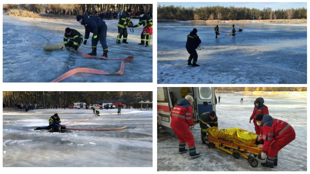 Лиманські рятувальники провели показові навчання з порятунку людей на льоду