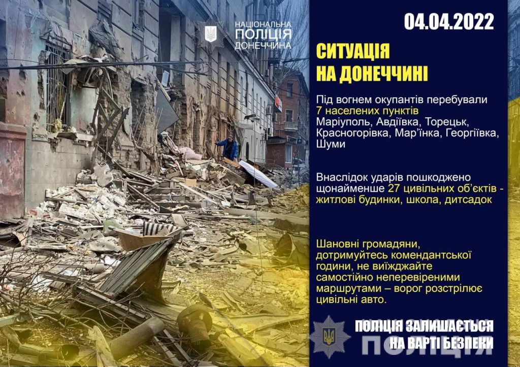 За добу обстрілів росіян зазнали 7 населених пунктів Донецької області