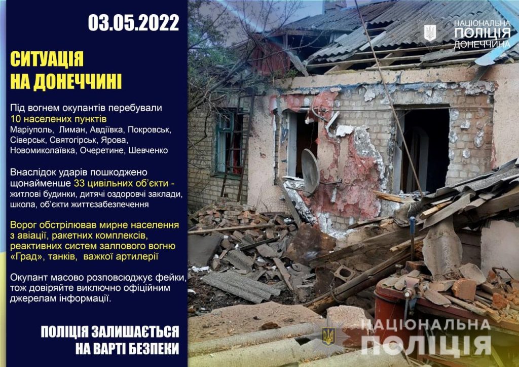 На Донеччині за добу росіяни обстріляли 10 населених пунктів – поліція розпочала розслідування