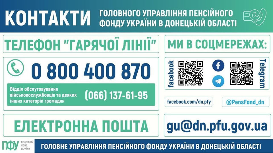 Контакти Головного управління Пенсійного фонду України в Донецькій області