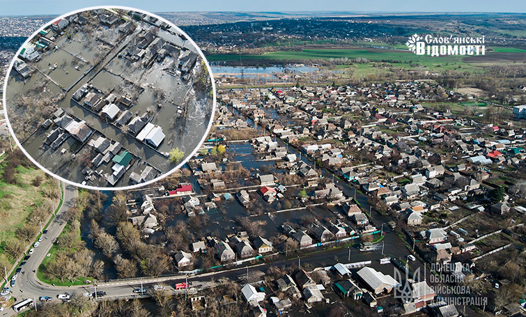 Близько 260 будинків на 30 вулицях підтоплено у  Краматорську.