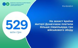 На захист країни жителі Донеччини сплатили більше півмільярда грн військового збору