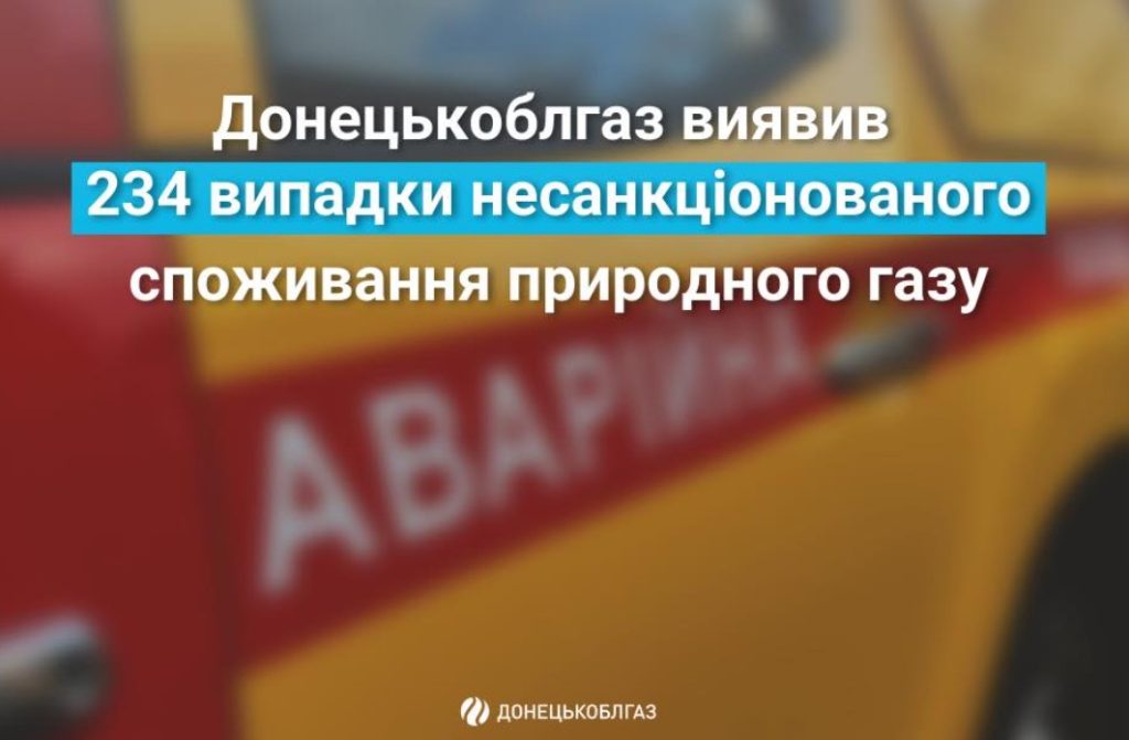 З 1 березня в зоні ліцензійної діяльності Донецькоблгазу зафіксовано 234 випадки несанкціонованого споживання природного газу