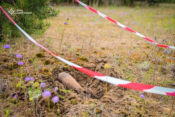 Ліси Донеччини приховують смертельну небезпеку. Знайдено мінометну міну калібру 82 мм