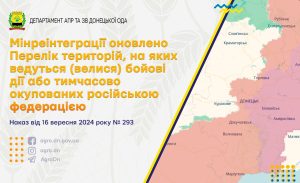 Мінреінтеграції оновлено Перелік територій, на яких ведуться (велися) бойові дії або тимчасово окупованих російською федерацією