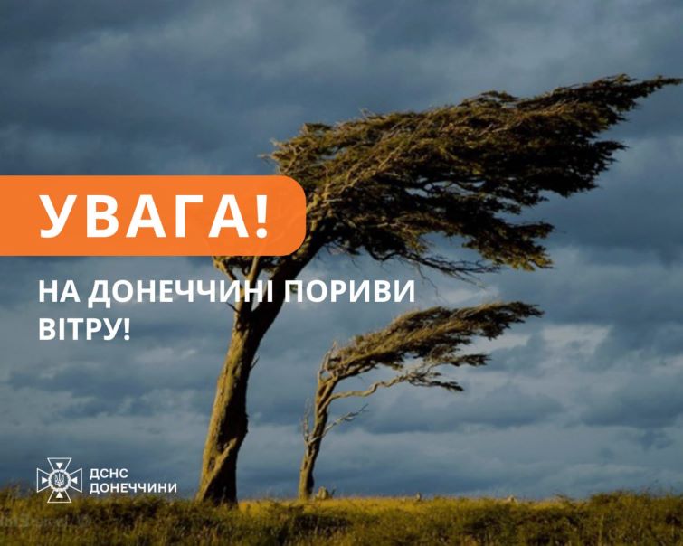 Завтра на Донеччині сильний вітер!