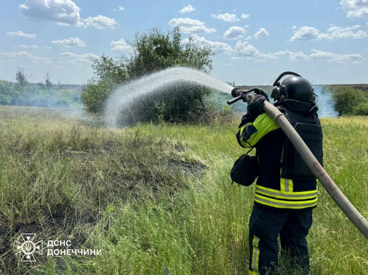 Рятувальники Донеччини за добу ліквідували 11 пожеж, зокрема масштабне займання сухої трави у Слов’янській громаді