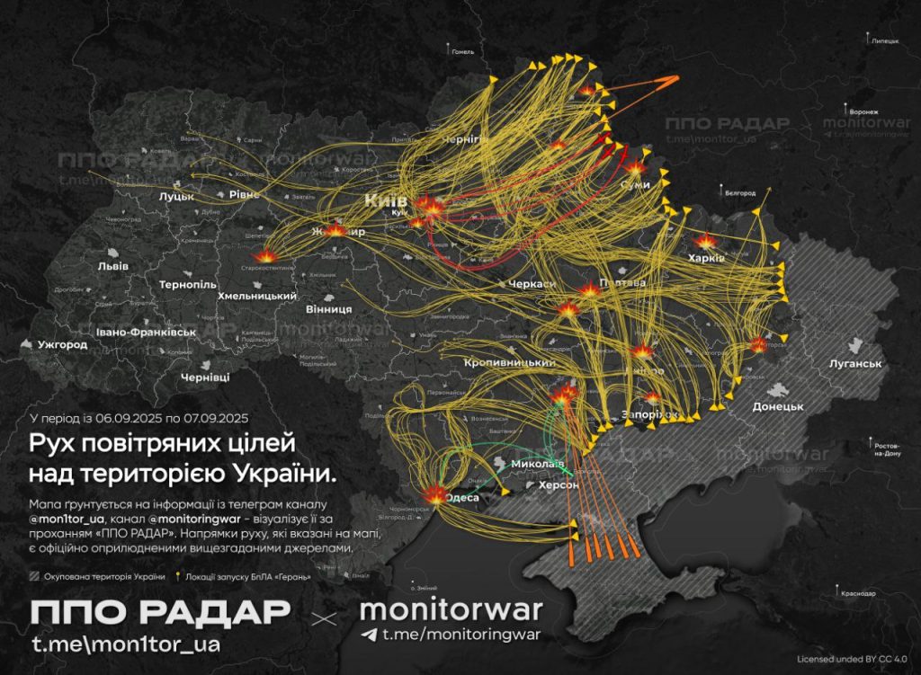 7 вересня українські сили ППО знищили 751 повітряну ціль