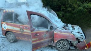Російський FPV-дрон у Краматорську атакував автомобіль офіцерів-рятувальників